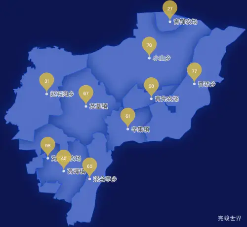 echarts沧州市海兴县地图水滴状气泡图
